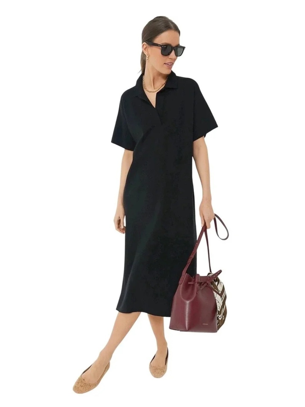 Tuckernuck Black Channing Polo Midi Dress Sz Small